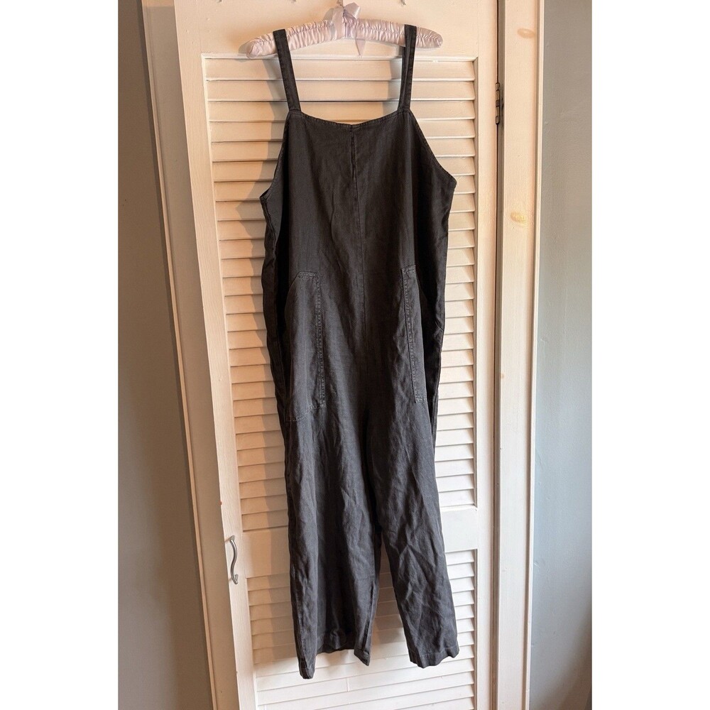 Universal Thread Gray Linen Blend Cropped Jumpsuit Women’s M Wide Leg Festival